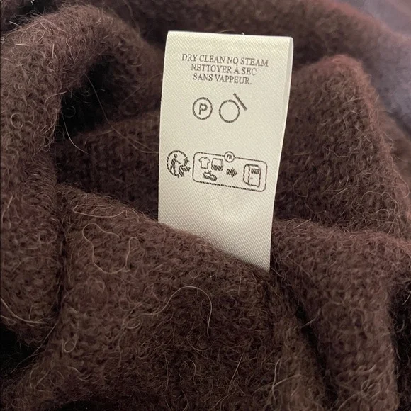 A.L.C Freya Off One Shoulder Asymmetrical Alpaca Blend Sweater Dark Umber Brown - Picture 9 of 9